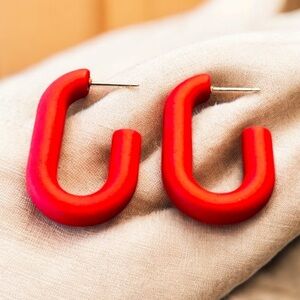 Sassy Jone Red Hoop Earrings